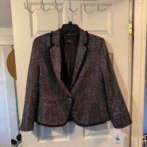 Women's JM Studio black and multi color tweed blazer.  Size large.  NWT.